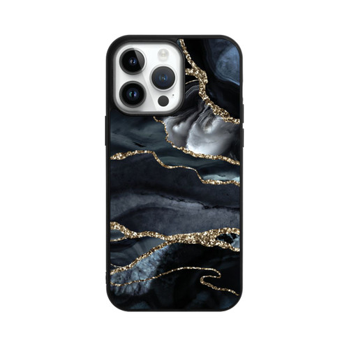 Apple iPhone 14 Pro Max Base Case Dunkler Marmor Gold Glitzerlook