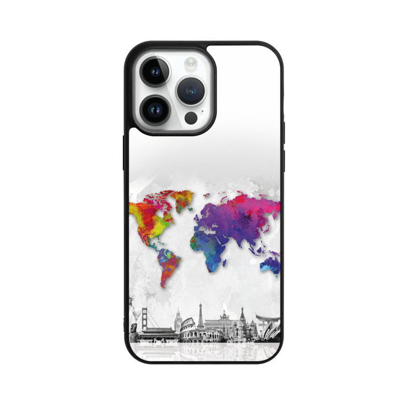 iPhone 14 Pro Max Base Case Weltkarte mit Skyline