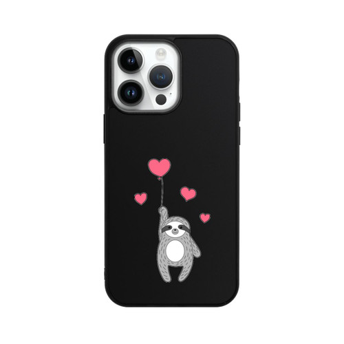 Apple iPhone 14 Pro Max Base Case Faultier mit Herzen transparent