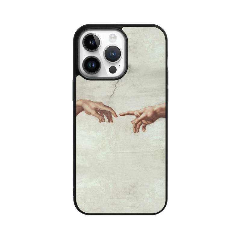iPhone 14 Pro Max Base Case Die Hände von Gott und Adam von Michelangelo Buonarroti