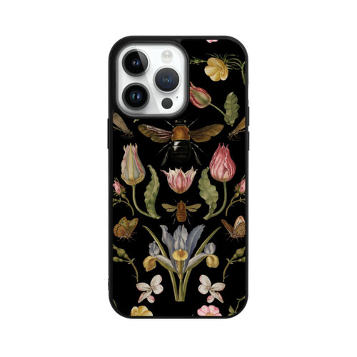 Apple iPhone 14 Pro Max Base Case Wildblumen und Biene Schwarz