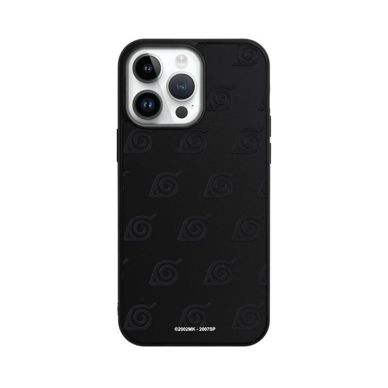 iPhone 14 Pro Max Base Case Schwarzes Konoha-Muster Transparent