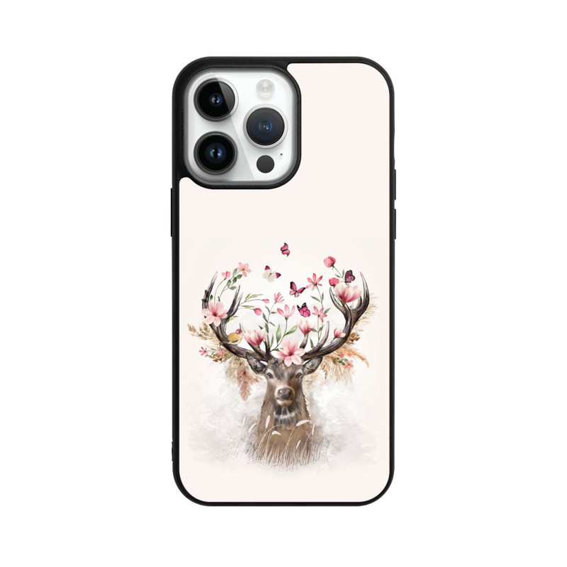iPhone 14 Pro Max Base Case Hirsch Blumen Geweih