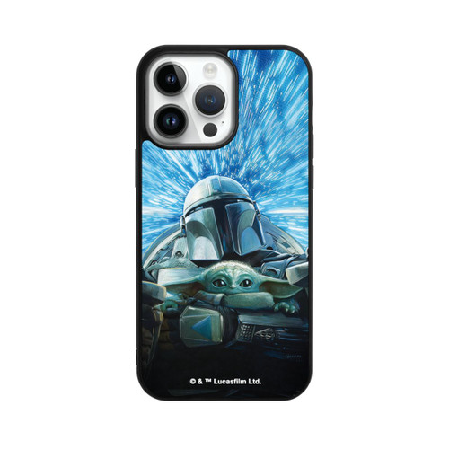 Apple iPhone 14 Pro Max Base Case Grogu und Mando fliegen blau