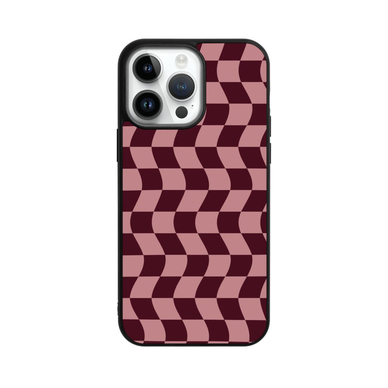 iPhone 14 Pro Max Base Case Schachbrett Rot-Rosa