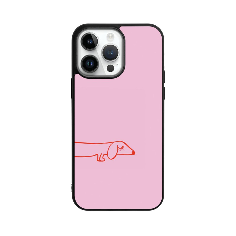 iPhone 14 Pro Max Base Case Dachshund Illustration Pink