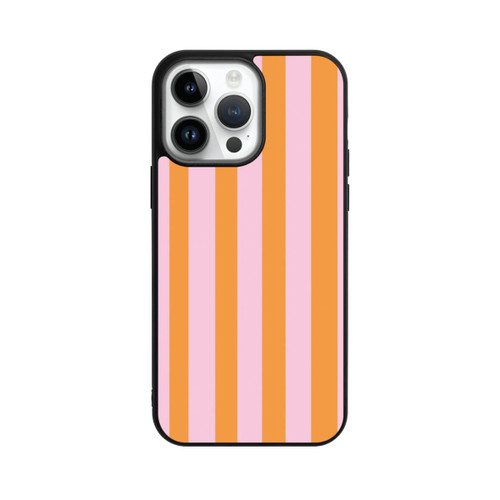 Apple iPhone 14 Pro Max Base Case Orange Rosa Streifen