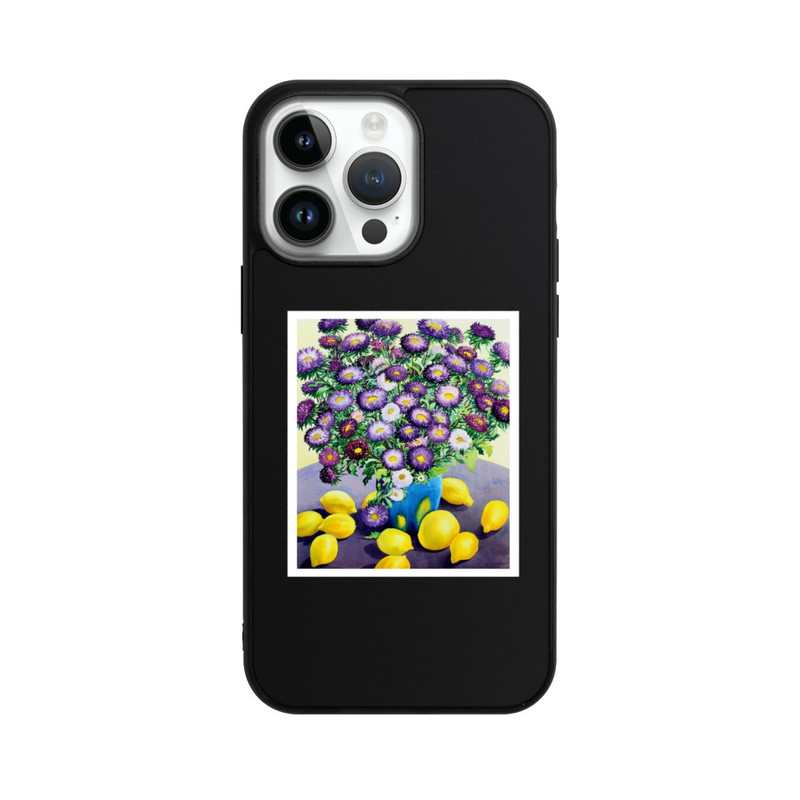iPhone 14 Pro Max Base Case Purple Asters and Lemons by Christopher Ryland