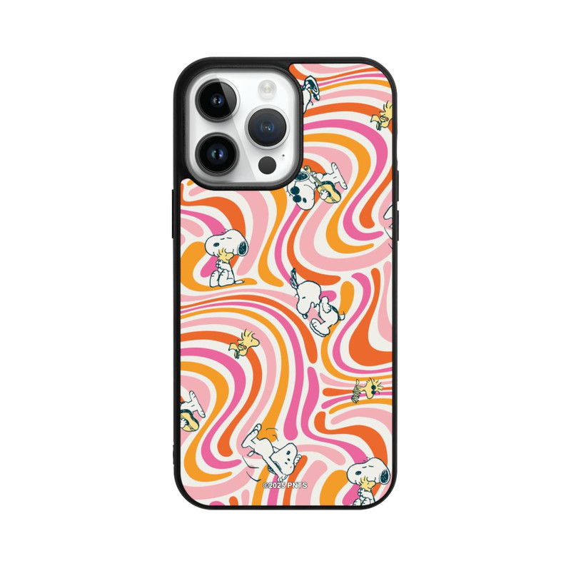 iPhone 14 Pro Max Base Case Peanuts Hippie Pattern Orange
