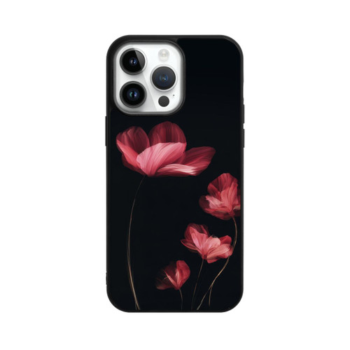 Apple iPhone 14 Pro Max Base Case Burgunder Blüten schwarz