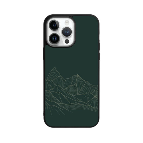 Apple iPhone 14 Pro Max Base Case Berg Line Art Grün