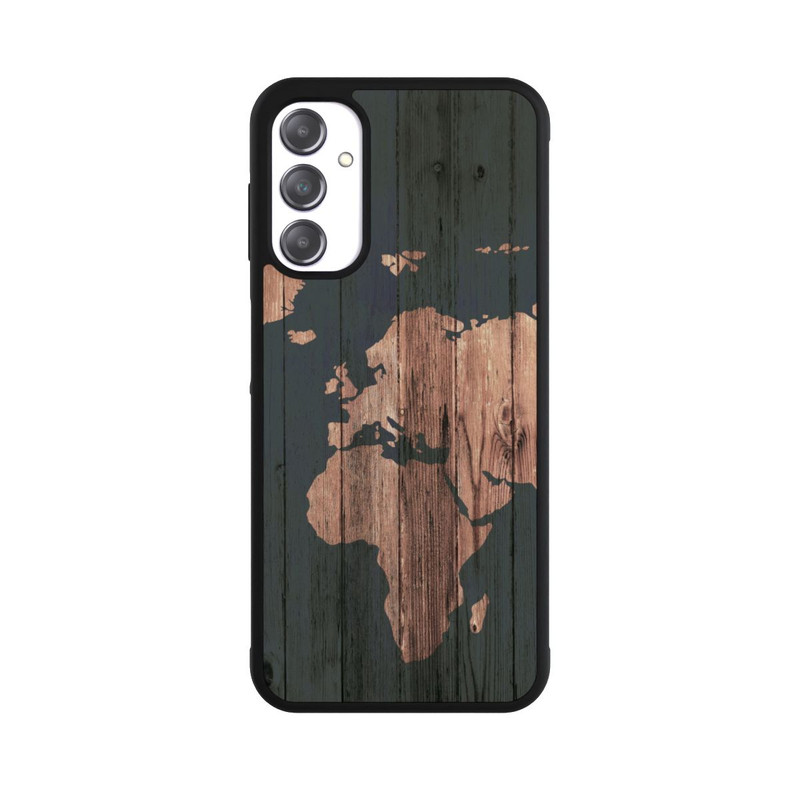 Galaxy A14 5G Base Case Wooden World Map