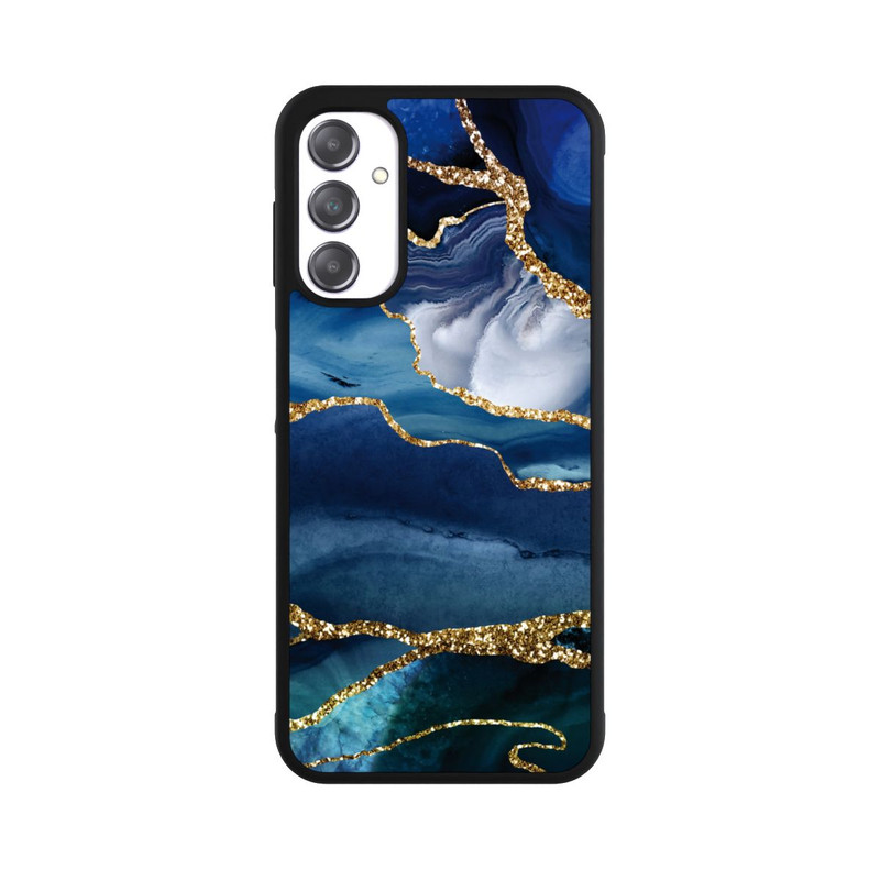 Galaxy A14 5G Base Case  Blauer Marmor Gold Glitzer Look
