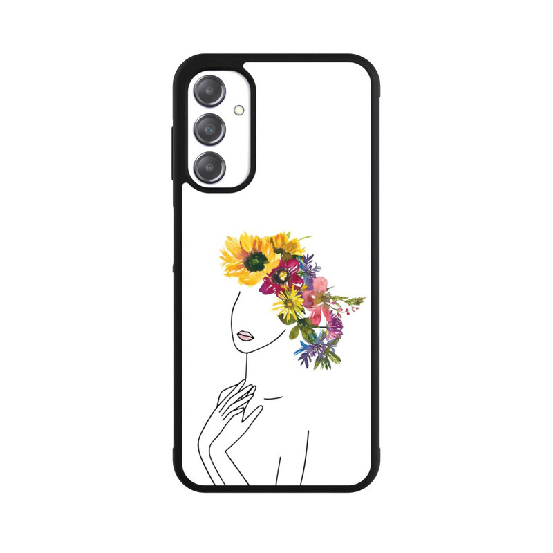 Galaxy A14 5G Base Case Line Art Frau mit Blumenkrone