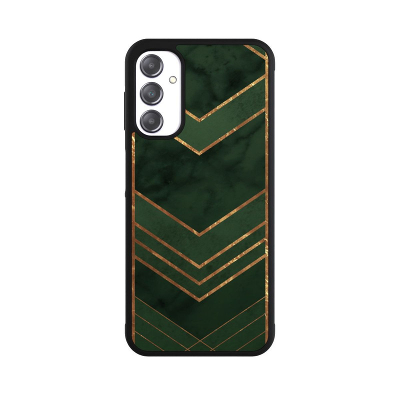 Galaxy A14 5G Base Case Dunkelgrün gemustert Goldene Streifen