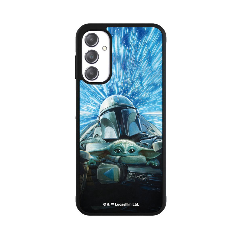 Galaxy A14 5G Base Case Grogu und Mando fliegen blau