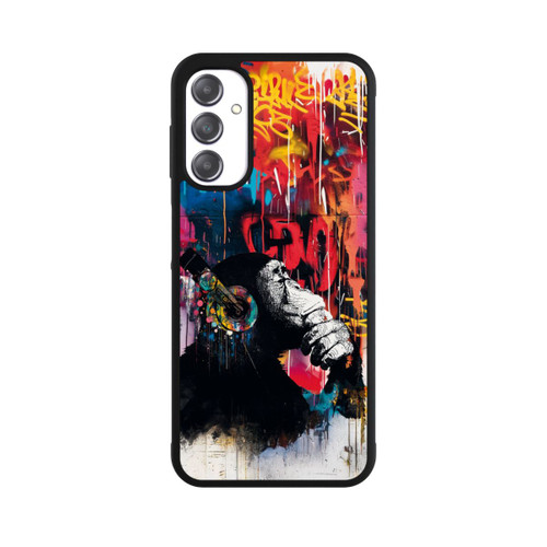 Samsung Galaxy A14 5G Base Case Affe Stereo Kopfhörer Graffiti Street Art Blau