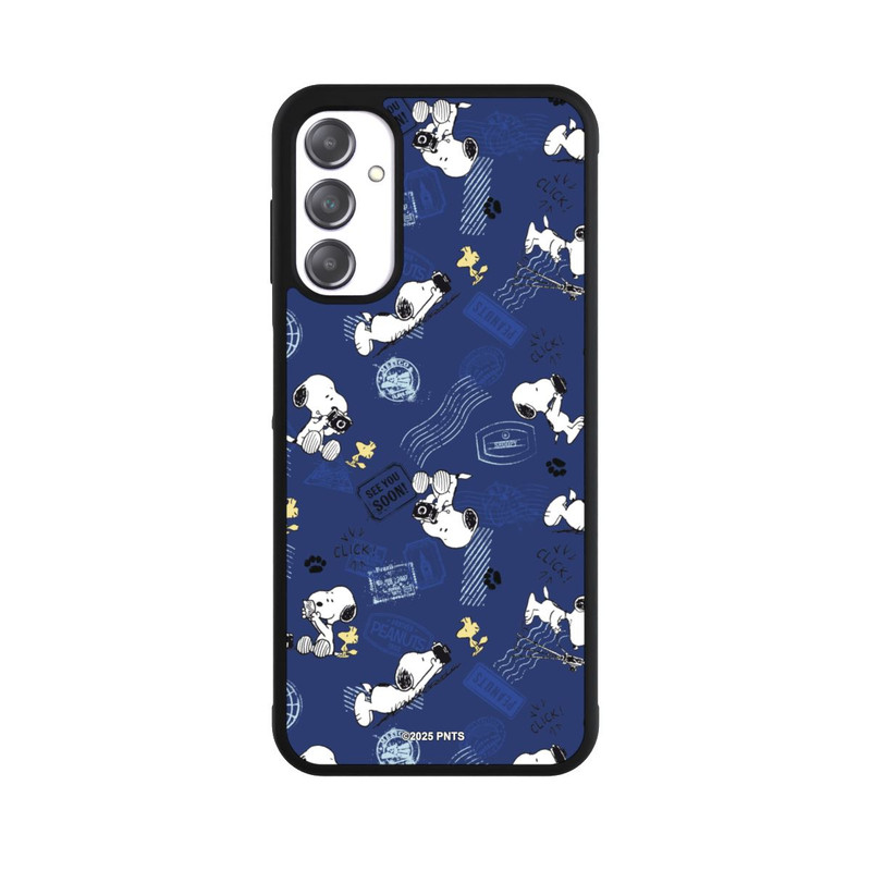 Galaxy A14 5G Base Case Peanuts Travel Stamps Pattern Blue