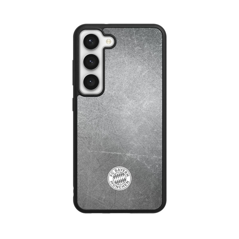 Galaxy S23 Base Case Klassisches FCB Logo Klein - Weiß auf Metalllook