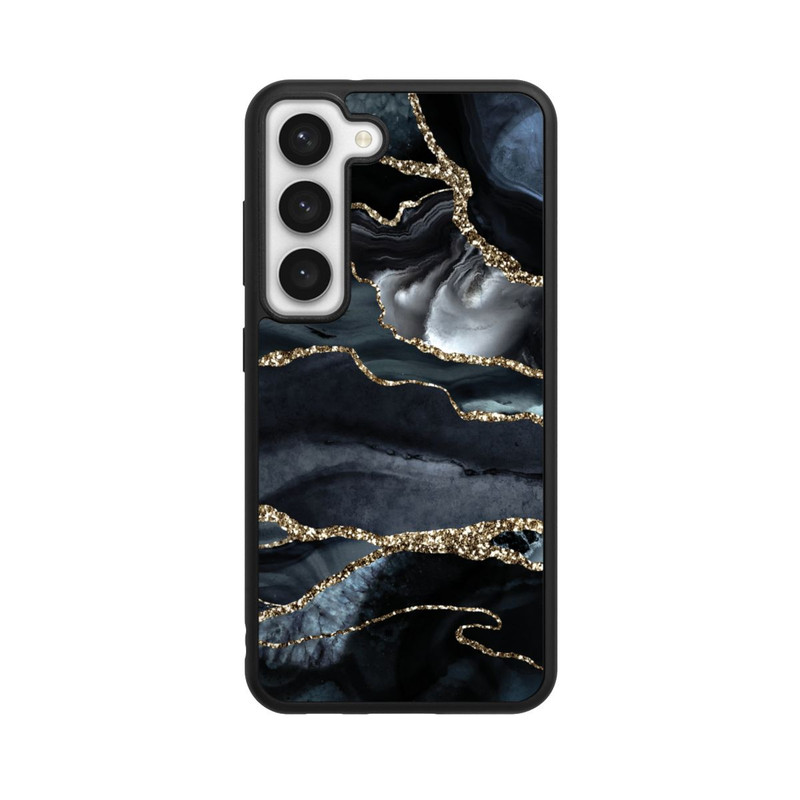 Galaxy S23 Base Case Dunkler Marmor Gold Glitzerlook