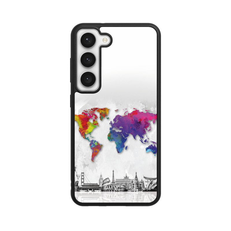 Galaxy S23 Base Case Weltkarte mit Skyline