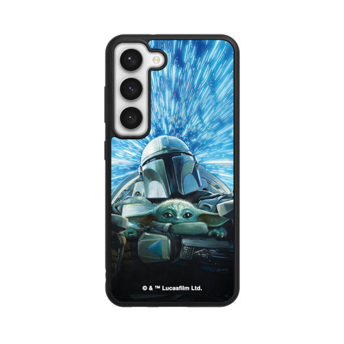 Samsung Galaxy S23 Base Case Grogu und Mando fliegen blau
