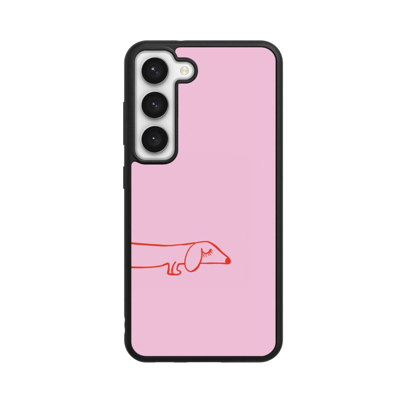 Galaxy S23 Base Case Dachshund Illustration Pink