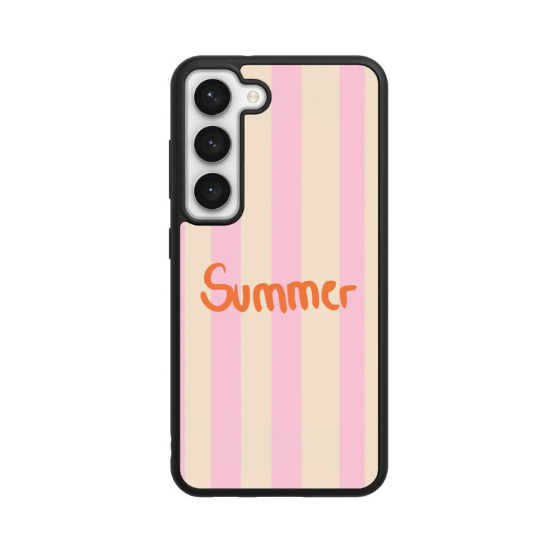 Galaxy S23 Base Case Summer- Rosa und Orange Streifen Hintergrund