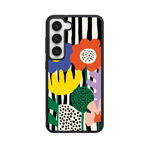 Samsung Galaxy S23 Base Case Flowers Striped Background