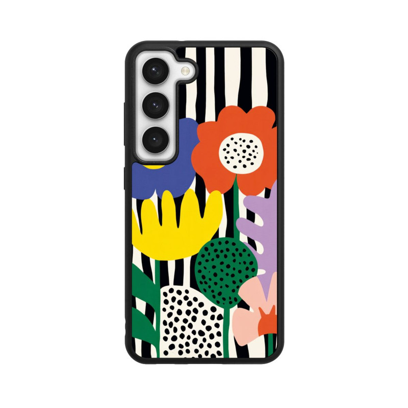 Galaxy S23 Base Case Flowers Striped Background