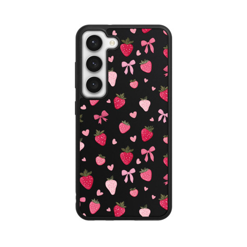 Samsung Galaxy S23 Base Case Erdbeer Herz Schleifen Pink Muster Transparent