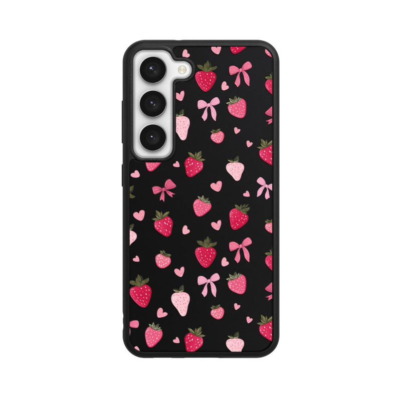 Galaxy S23 Base Case Erdbeer Herz Schleifen Pink Muster Transparent