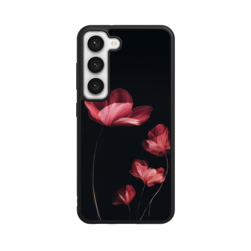 Galaxy S23 Base Case Burgunder Blüten schwarz
