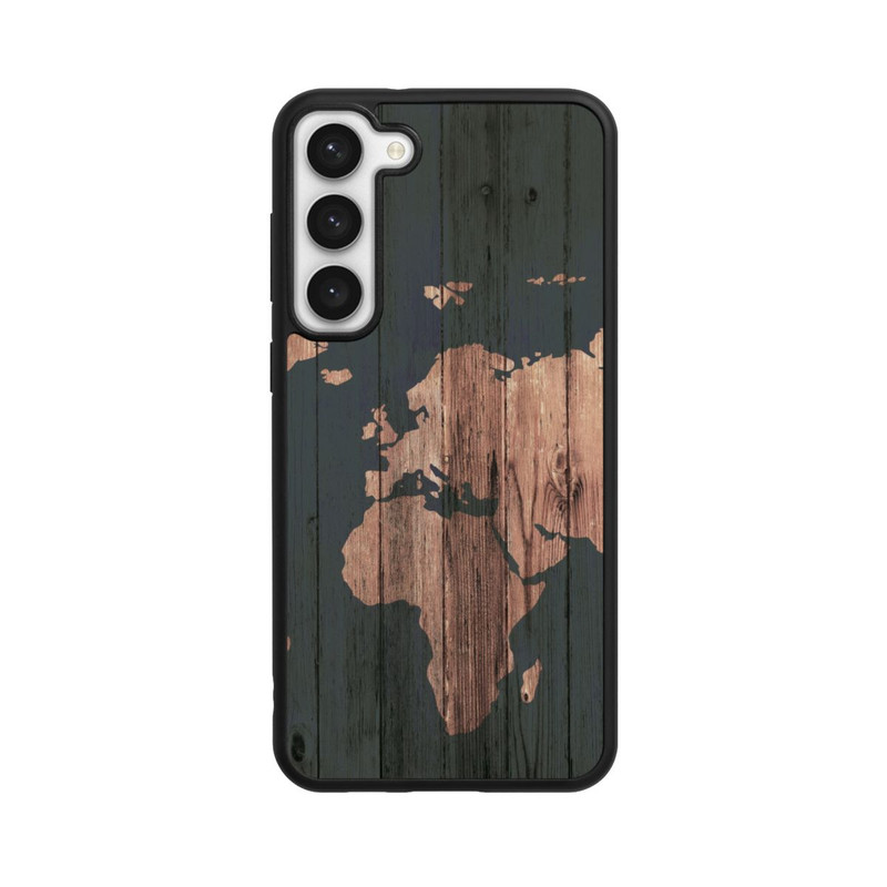 Galaxy S23 + Base Case Wooden World Map