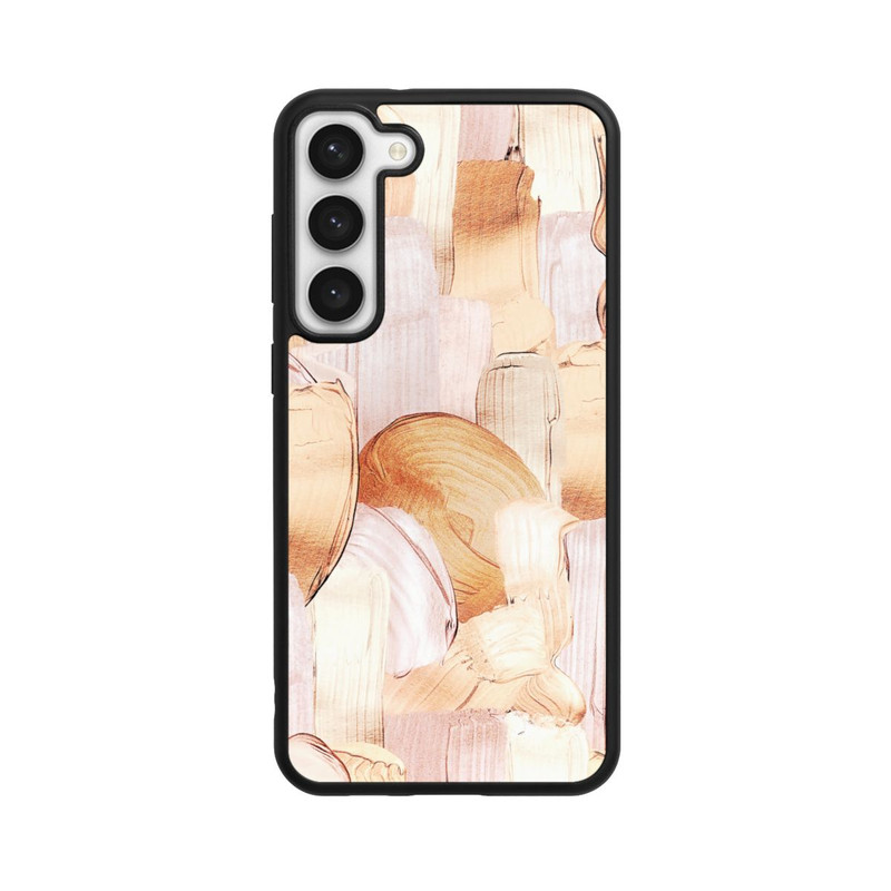 Galaxy S23 + Base Case Weiß/Gold Pinsel Muster