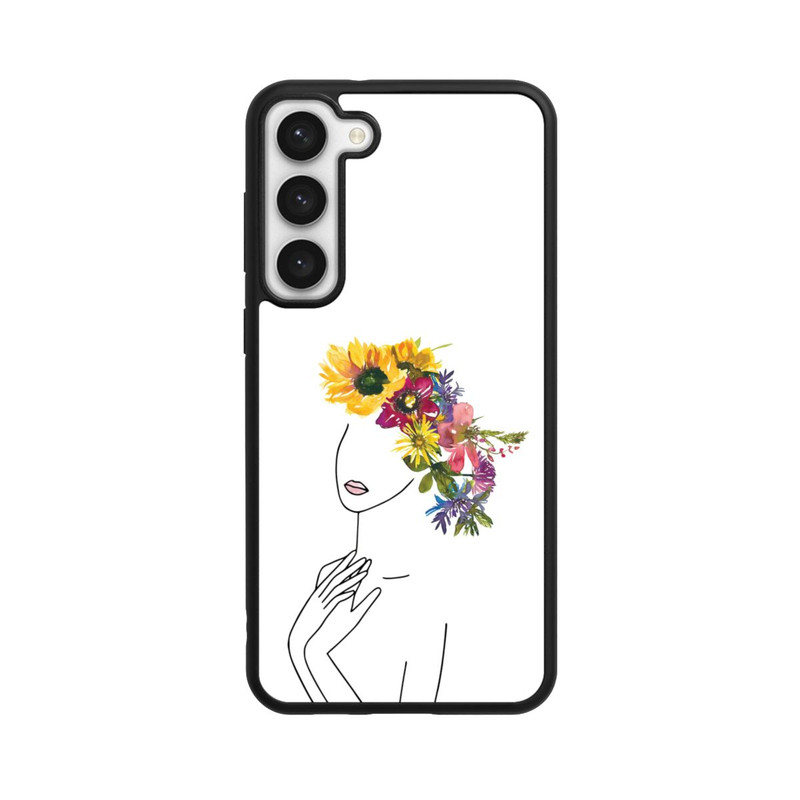 Galaxy S23 + Base Case Line Art Frau mit Blumenkrone