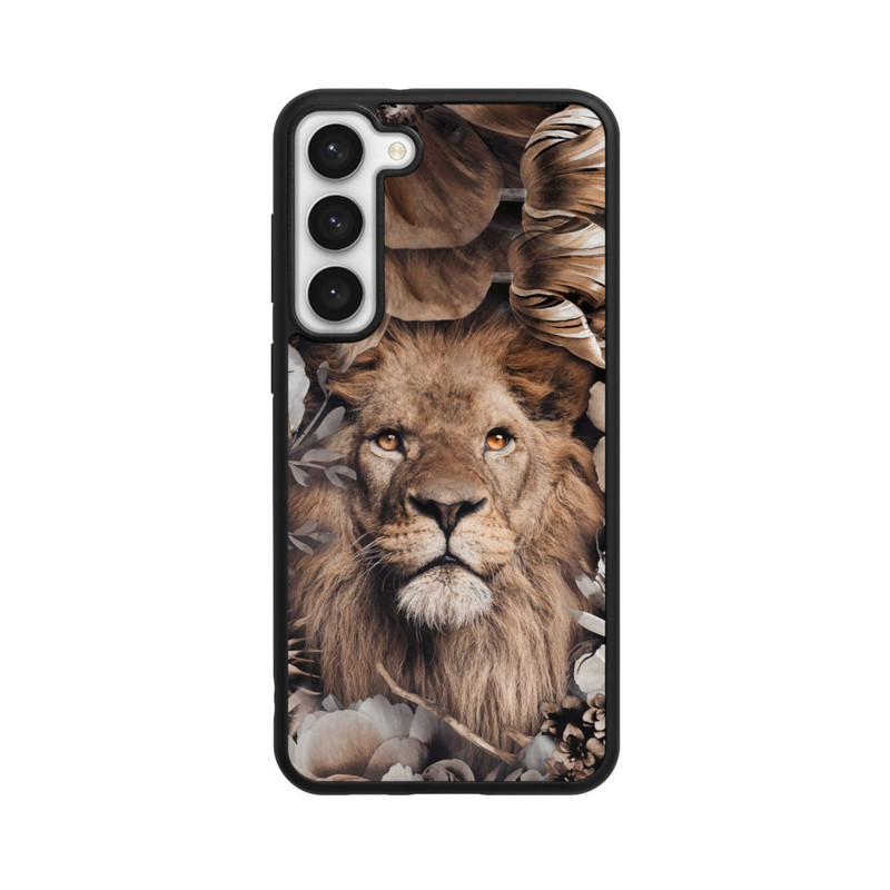 Galaxy S23 + Base Case Löwe Blumenrahmen Beige