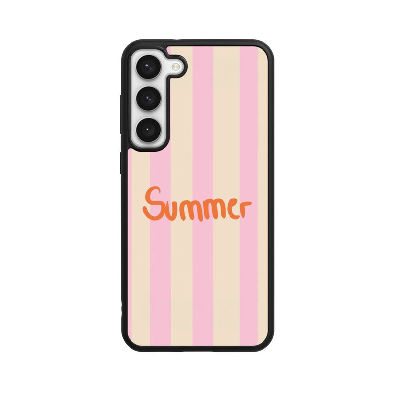 Galaxy S23 + Base Case Summer- Rosa und Orange Streifen Hintergrund