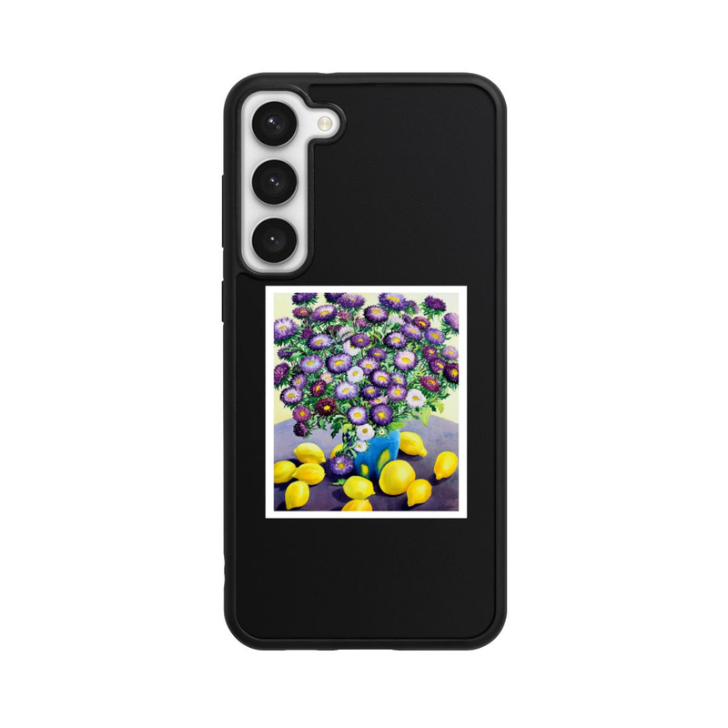Galaxy S23 + Base Case Purple Asters and Lemons by Christopher Ryland