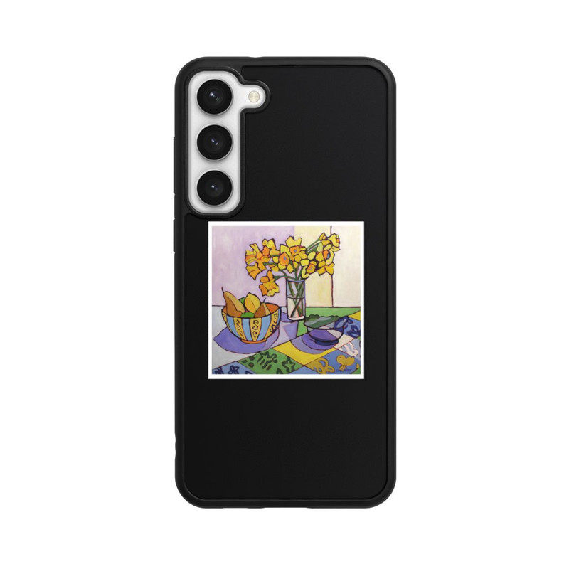 Galaxy S23 + Base Case Daffodil Patchwork, 2023, by Catherine J Martzloff