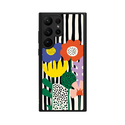 Samsung Galaxy S23 Ultra Base Case Flowers Striped Background