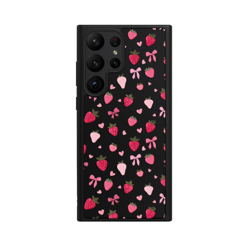 Samsung Galaxy S23 Ultra Base Case Erdbeer Herz Schleifen Pink Muster Transparent