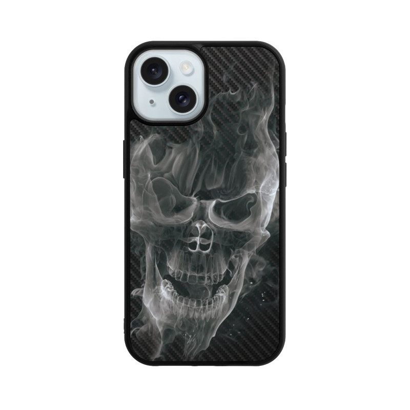iPhone 15 Base Case rauchender Totenkopf Carbon