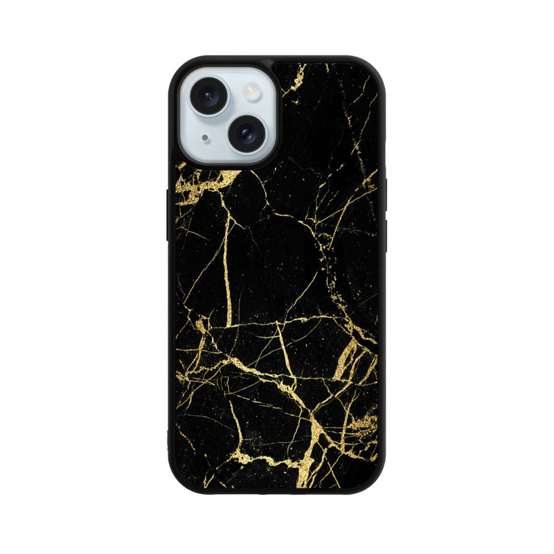 iPhone 15 Base Case Schwarzgoldener Marmor-Look