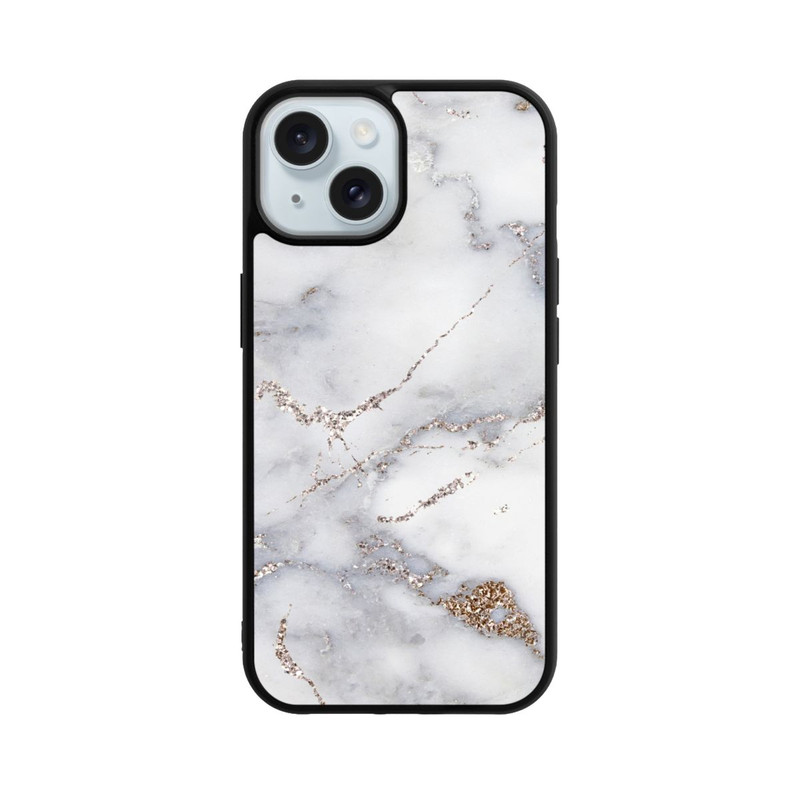 iPhone 15 Base Case Silberglitzer Marmorlook