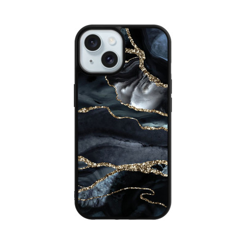 Apple iPhone 15 Base Case Dunkler Marmor Gold Glitzerlook