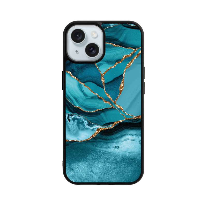 iPhone 15 Base Case Eisblaue Marmor Landschaft
