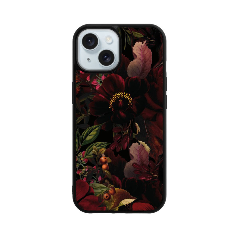 iPhone 15 Base Case Dunkle Rote Vintage Barock Rosen