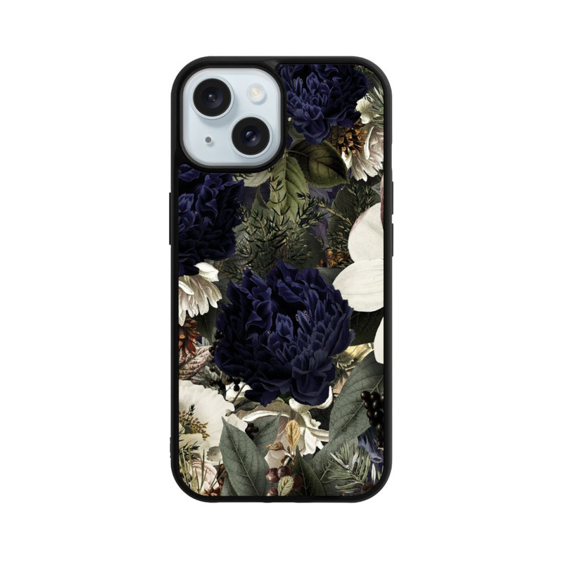 iPhone 15 Base Case Dunkle Mitternachts Barock Vintage Blumen