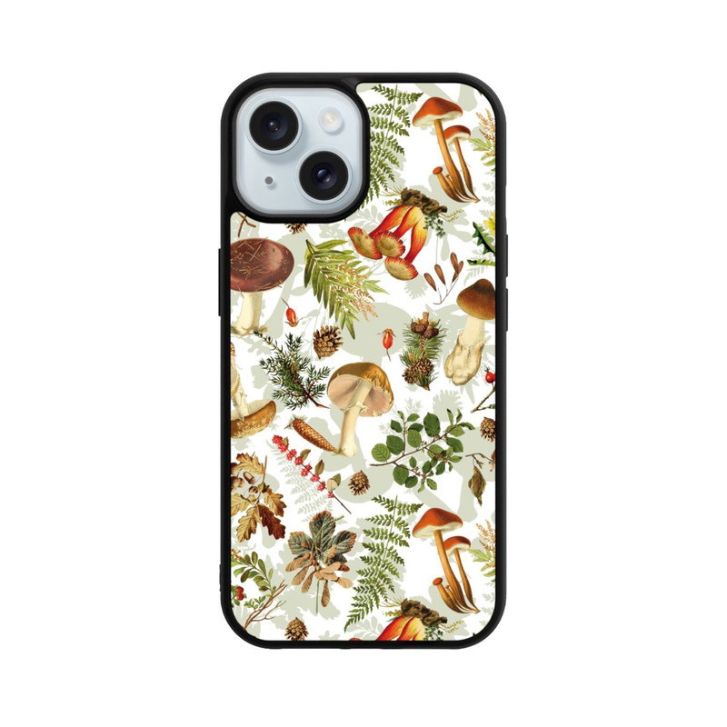 iPhone 15 Base Case Pilzmuster Weiß